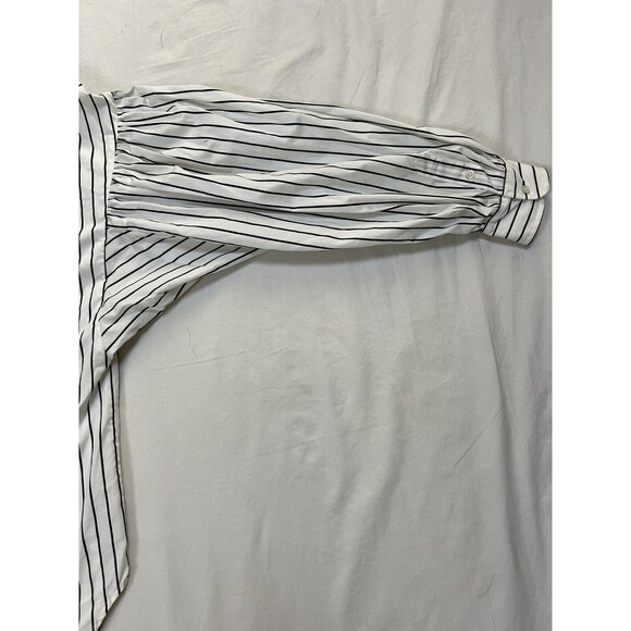 Ralph Lauren Black Label Striped Tunic Collarless Blouse Puffy Sleeves | Size 10 - Picture 11 of 15